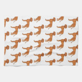 ハンガリービズラかわいい漫画のポインター犬のパターン キッチンタオル (横)