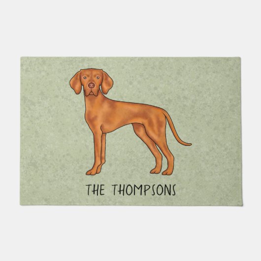 ハンガリービズラかわいい漫画の犬と名前の緑 ドアマット (正面)