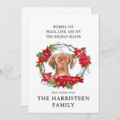 ハンガリービズラウォーターカラーポインセチアのクリスマス シーズンカード (正面/裏面)