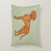 ハンガリービズラカワイカートカートゥーンポインタードッググリーン アクセントクッション (正面(垂直))