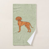 ハンガリービズラカワイカートカートゥーンポインタードッググリーン バスタオルセット (ハンドタオル)