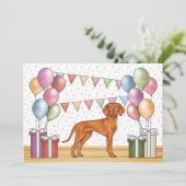 ハンガリービズラカートゥーンドッグカラフル誕生日 招待状 (スタンド正面)