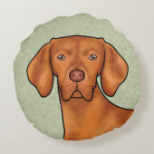 ハンガリービズラカートゥーンポインタードッグヘッドグリーン ラウンドクッション (裏面)