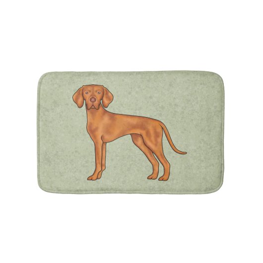 ハンガリービズラキュートポインタードッグスタンディンググリーン バスマット (正面)