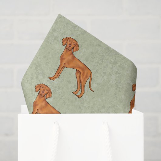 ハンガリービズラキュートポインタードッグパターングリーン 薄葉紙 (ギフトバッグ)