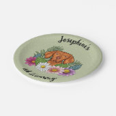 ハンガリービズラドッグサマーフローラハッピーバースデー ペーパープレート (アングル)