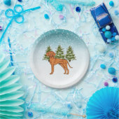 ハンガリービズラドッグスノウィーウィンターフォレストフェスティバル ペーパープレート (パーティー)