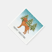 ハンガリービズラドッグスノーウィー冬の森と文字 スタンダードカクテルナプキン (角)