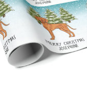 ハンガリービズラドッグスノーウィー冬の森と文字 ラッピングペーパー (ロールコーナー)