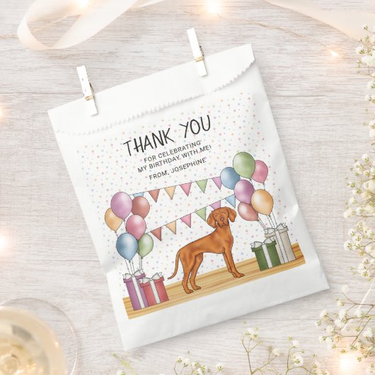 ハンガリービズラドッグパステル誕生日サンキューユユー フェイバーバッグ (クリップ留めされた状態)