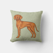 ハンガリービズラポインターカートゥーンドッグスケッチグリーン クッション (正面)