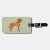 ハンガリービズラポインターカートゥーンドッグスケッチグリーン ラゲッジタグ (正面横)
