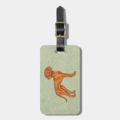 ハンガリービズラポインターカートゥーンドッグスケッチグリーン ラゲッジタグ (正面縦)