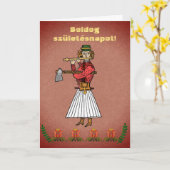 ハンガリーフォークアートウッドスマンハッピーバースデー カード (黄色い花)