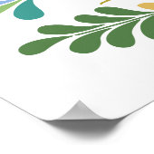 ハンガリーフォークアートバーズインブルーと金ゴールド ポスター (角)