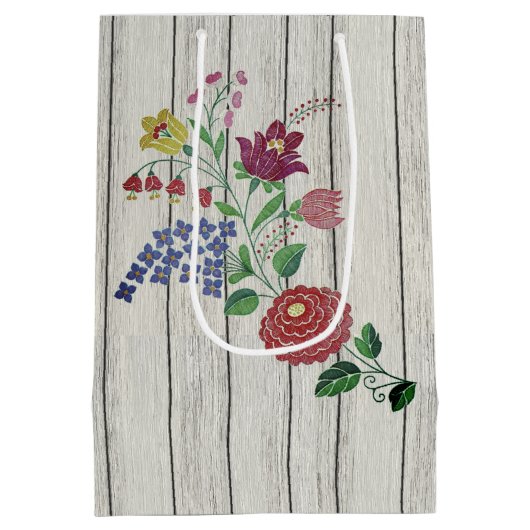 ハンガリーフォークアートフローラと素朴カップル ミディアムペーパーバッグ (裏面)