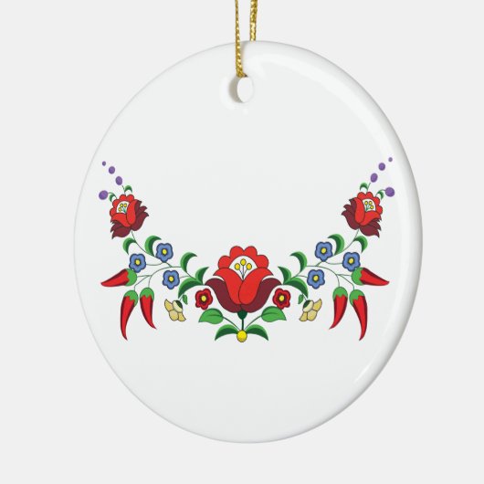 ハンガリーフォークアートフローラ パーソナライズされた セラミックオーナメント (左)