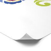 ハンガリーフォークデザインブルーと紫の花 ポスター (角)