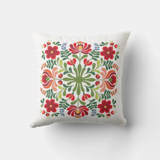 ハンガリーフォークデザイン赤とピンク装飾用クッション クッション (裏面)