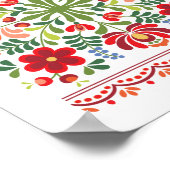 ハンガリーフォークデザイン赤とピンク ポスター (角)