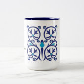 ハンガリーフォークブルー刺繍 ツートーンマグカップ (中央)