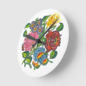 ハンガリーフローラ-カロクサイモチーフ ラウンド壁時計 (傾斜)