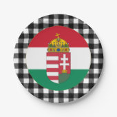 ハンガリープレート、バッファロープレイド&ハンガリー国旗 ペーパープレート (正面)