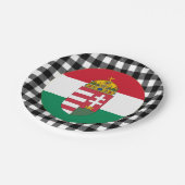 ハンガリープレート、バッファロープレイド&ハンガリー国旗 ペーパープレート (アングル)