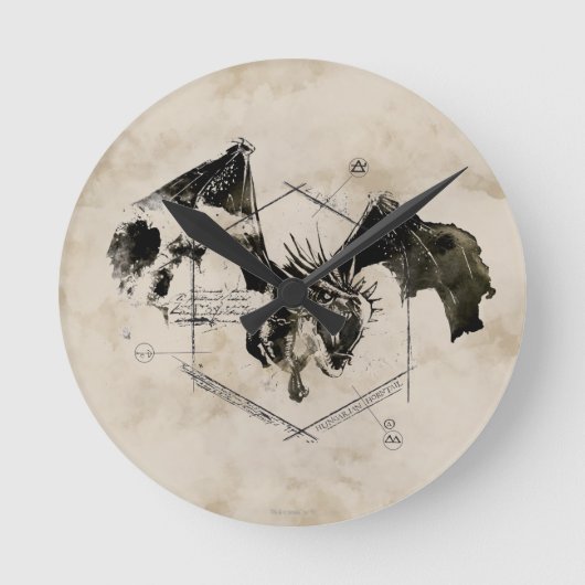 ハンガリーホーンテイルドラゴン ラウンド壁時計 (正面)