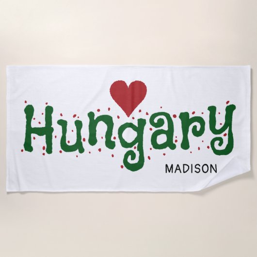 ハンガリーラブ名前をカスタムするビーチタオル ビーチタオル (正面)