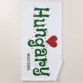 ハンガリーラブ名前をカスタムするビーチタオル ビーチタオル (正面)