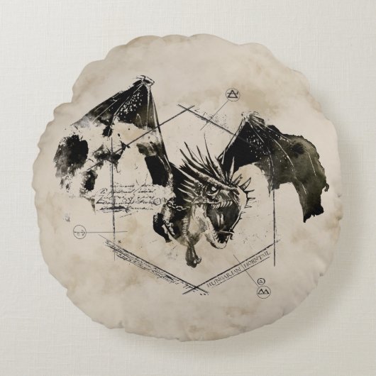 ハンガリー人のHorntailのドラゴン ラウンドクッション (正面)