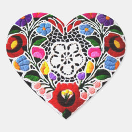 ハンガリー刺繍ハートオンブラック ハートシール