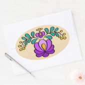 ハンガリー刺繍柄「マト」 – 紫 楕円形シール (封筒)