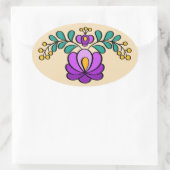 ハンガリー刺繍柄「マト」 – 紫 楕円形シール (バッグ)