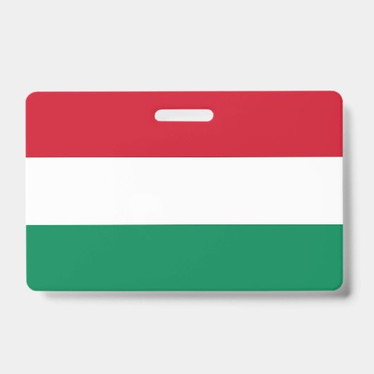 ハンガリー国旗が付いた名前バッジ バッジ (Front)