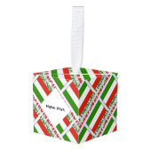 ハンガリー国旗とハンガリー国旗を名前と共に飾る キューブオーナメント (正面アングル)