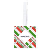 ハンガリー国旗とハンガリー国旗を名前と共に飾る キューブオーナメント (正面)