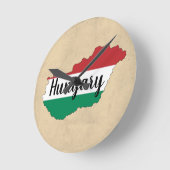 ハンガリー国旗のシルエット ラウンド壁時計 (傾斜)
