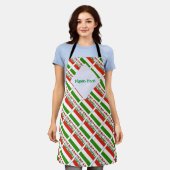 ハンガリー国旗のタイルを緑にパーソナライズ エプロン (着用した状態)