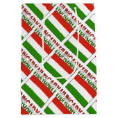 ハンガリー国旗のタイル張りブラックパーソナライゼーション ミディアムペーパーバッグ (裏面)