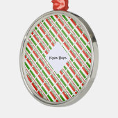 ハンガリー国旗のタイル張りブラックパーソナライゼーション メタルオーナメント (左)