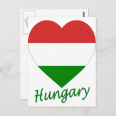 ハンガリー国旗のハート ポストカード (正面/裏面)
