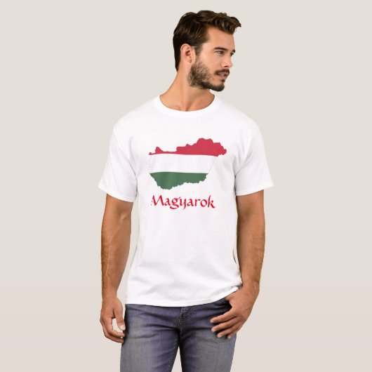 ハンガリー国旗の地図マグヤロクTシャツ Tシャツ (正面フル)