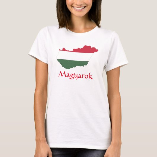 ハンガリー国旗の地図マグヤロクTシャツ Tシャツ (正面)