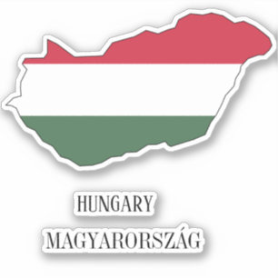 ハンガリー国旗の地図 シール