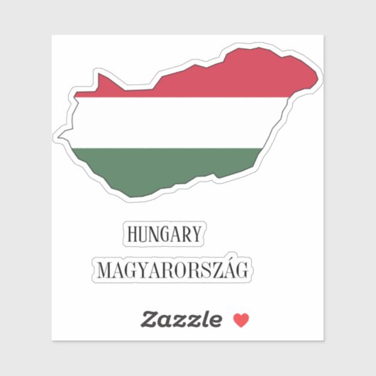 ハンガリー国旗の地図 シール (シート)