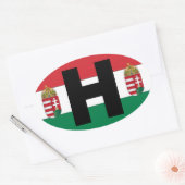 ハンガリー国旗の楕円 楕円形シール (封筒)