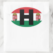 ハンガリー国旗の楕円 楕円形シール (バッグ)