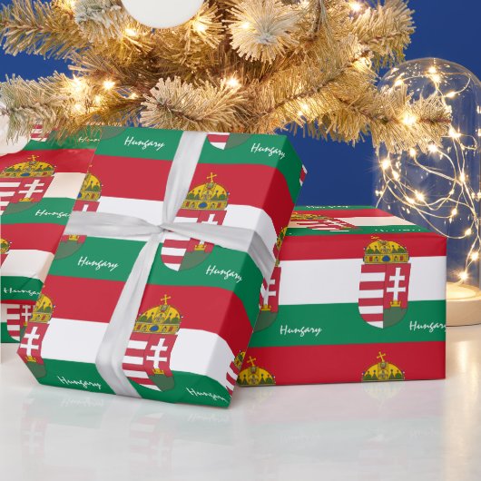 ハンガリー国旗の紋章とハンガリーの贈り物/スポーツファン ラッピングペーパー (クリスマス)